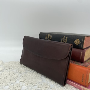 Coach Brown Leather Checkbook Wallet - Etsy