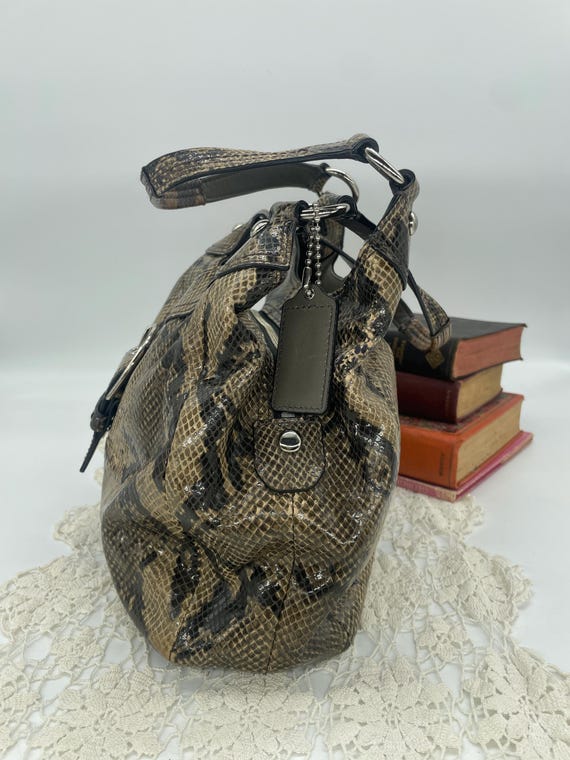 Vintage Coach Gray and Black Python-Embossed Soho… - image 4