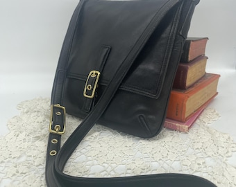 Vintage Coach Post Pouch: Black Leather Crossbody Bag, USA Made Vintage Coach Post Pouch: Black Leather Crossbody Bag, USA Made