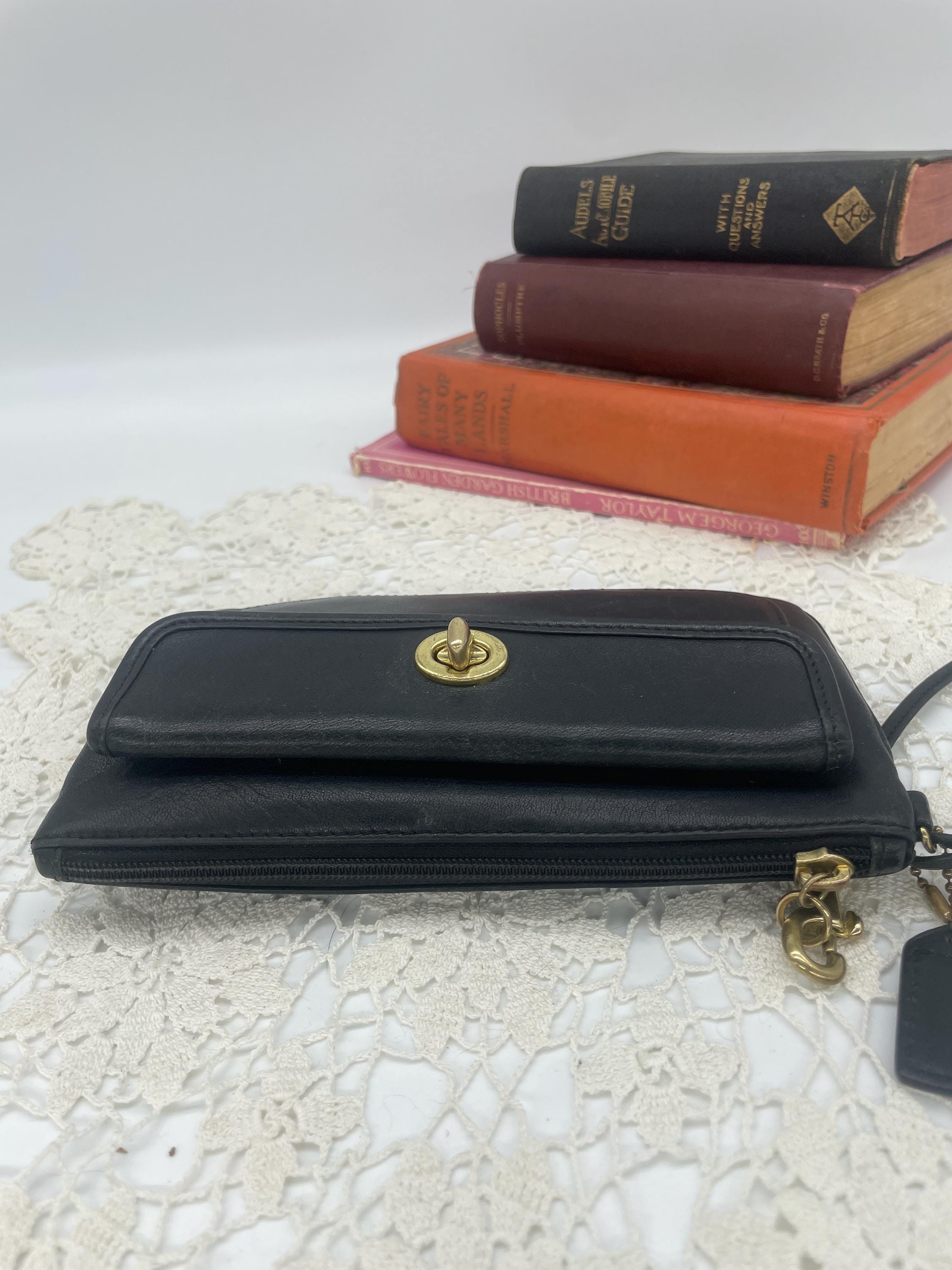 Vintage Coach Black Front Flap Turn Lock Wristlet - Etsy