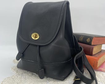 Backpack- Coach Black Leather Mini Daypack With Top Handle and Adjustable Straps #9960 Vintage 90's - Etsy Backpack- Coach Black Leather Mini Daypack With Top Handle and Adjustable Straps #9960 Vintage 90's - Etsy