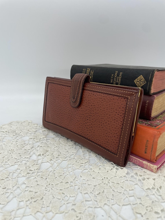 Vintage Coach British Tan Sheridan Checkbook Wallet With Kisslock