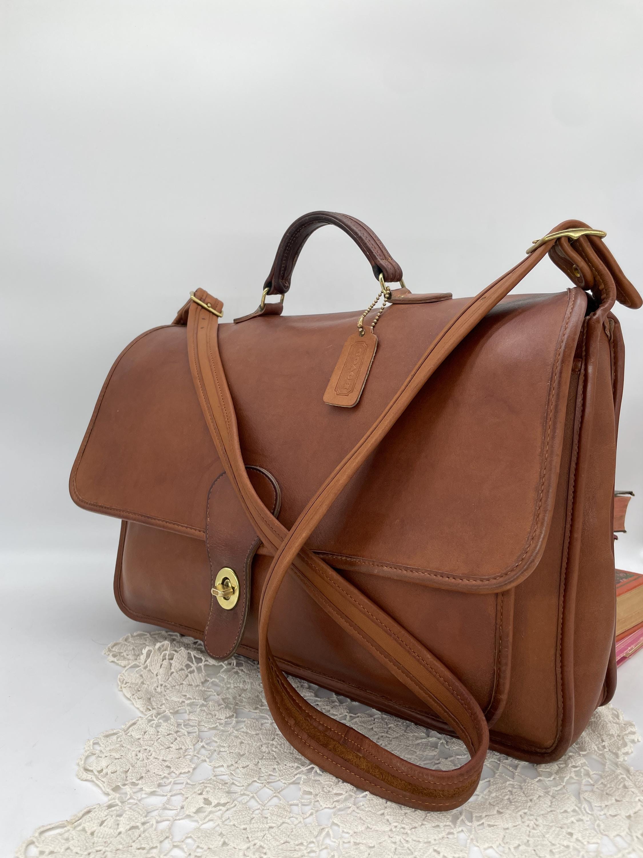 バッグ Vintage Coach Tan Metropolitan 5180 Vintage Coach British Tan Metropolitan Brief Bag - Style 5180 - Etsy