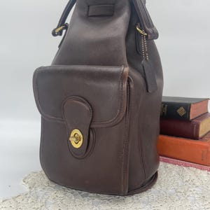 coach black leather drawstring bucket sling backpack 9992 Coach 9992