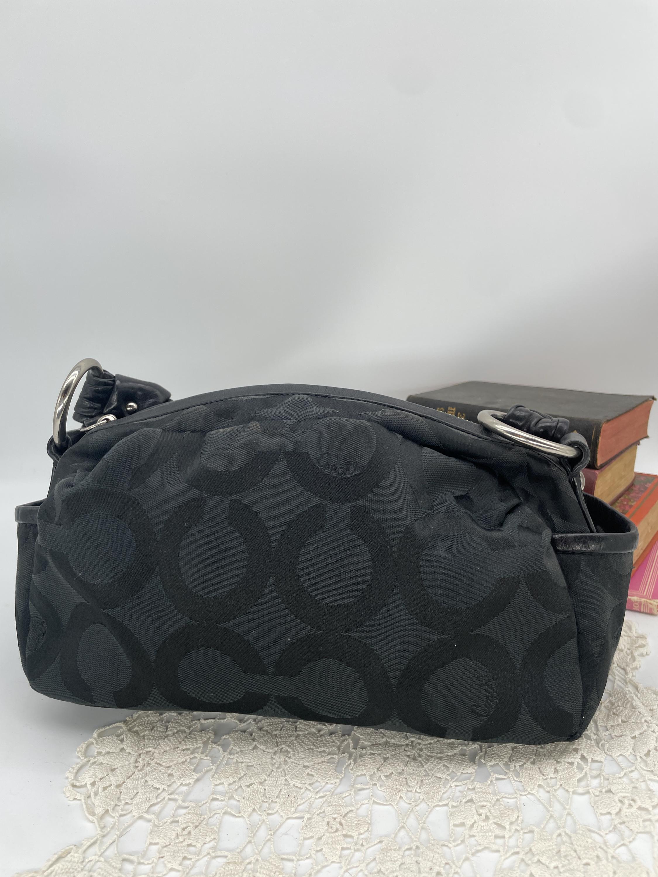 Vintage Coach Black Jacquard Parker Op-art Shoulder Zip - Style