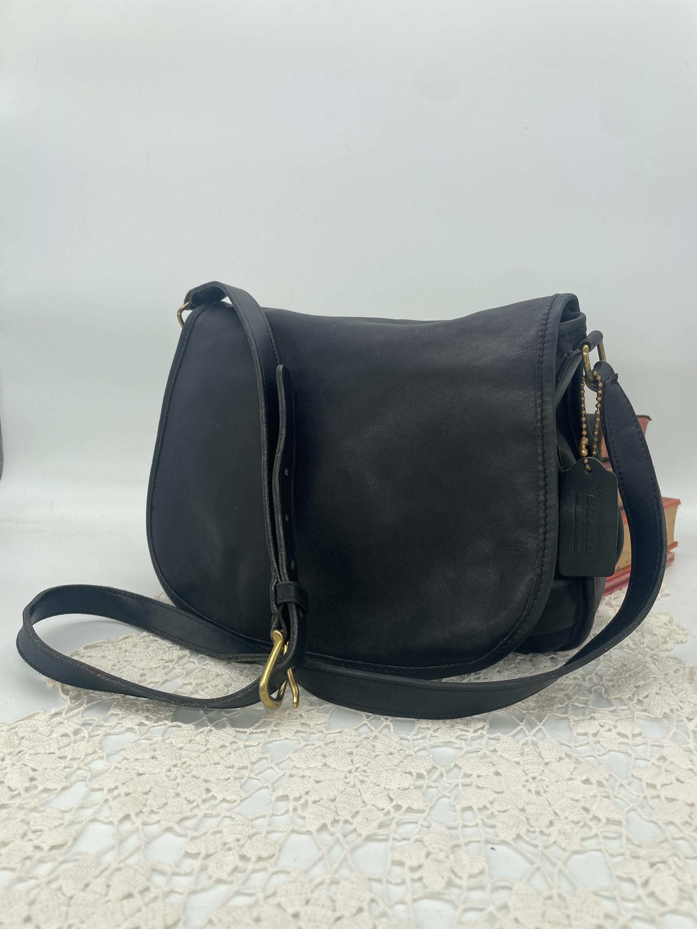 バッグ COACH Vintage Leather Black Shoulder Bag Vintage Coach Black Shoulder Bag - Style 4050 - Etsy