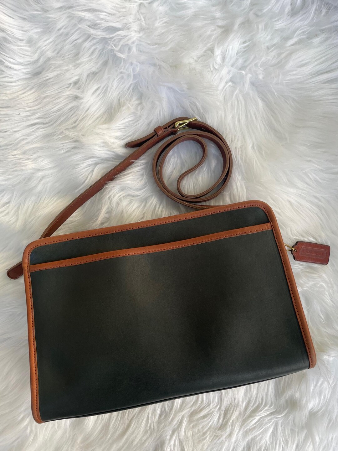 Vintage Coach Forest Green/british Tan Spectator Swagger - Style