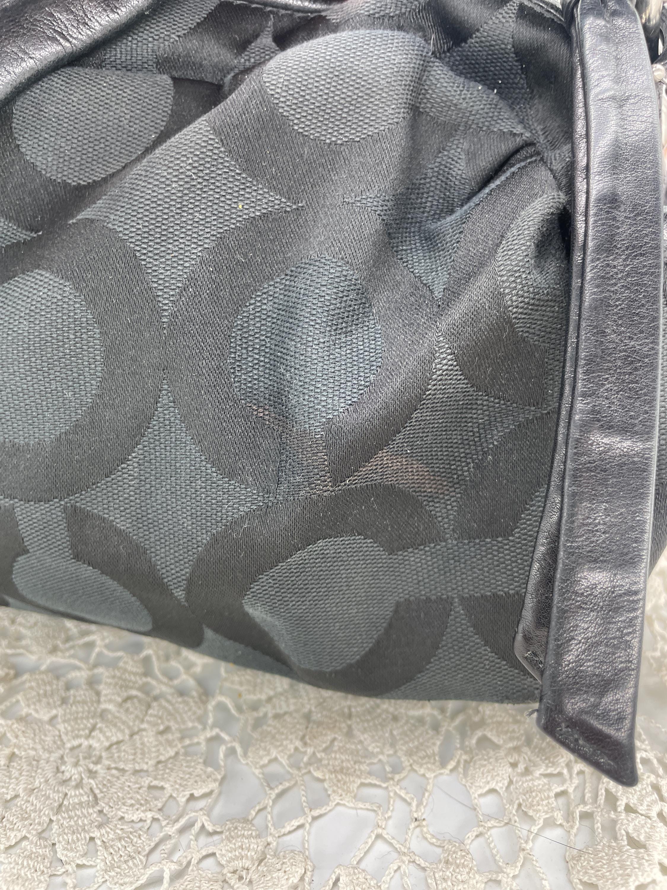 Vintage Coach Black Jacquard Parker Op-art Shoulder Zip - Style