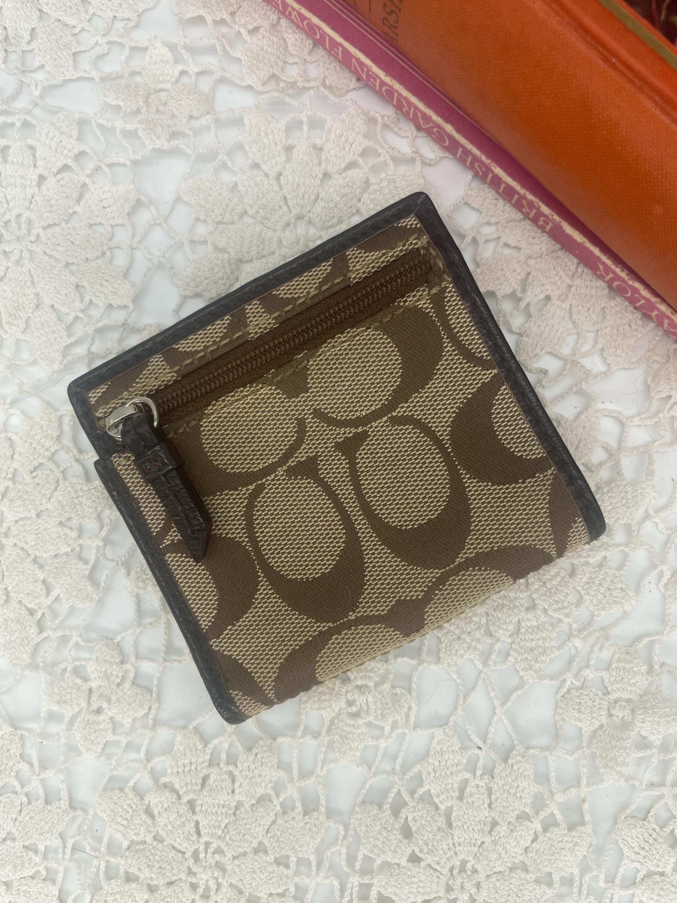 Vintage Coach Signature Mini Pleated Bifold Wallet - Style 42815