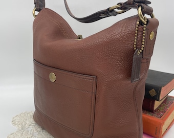 Vintage COACH Brown Pebble Leather Shoulder Bag, 