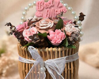 Ramo de flores y velas, regalo para ella, regalo del Día de la Madre