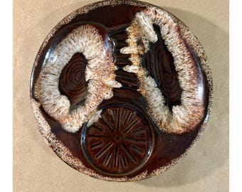 Cenicero vintage estadounidense con acabado marrón y efecto goteo - 3148 - Marrón - 8"