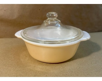 Vintage Fire King Peach Lustre Casserole Dish with Lid- 1 Pt.