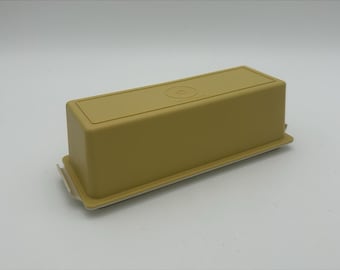 Vintage Tupperware Butter Dish Keeper Harvest Gold 637 Lid with Almond Base 636