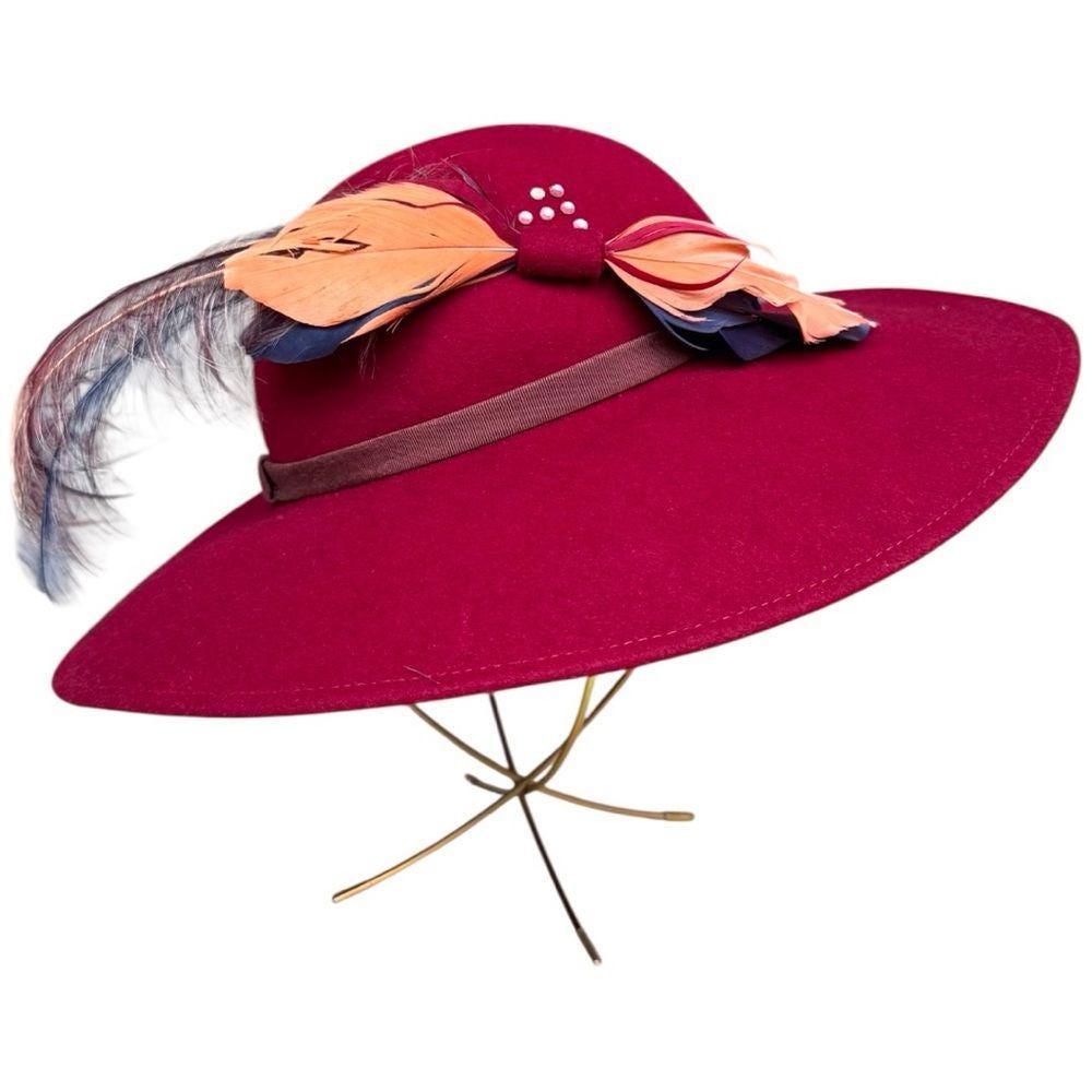 Vintage Burgundy Felt Hat Wide Brim Kurt Jr. by Tom Horn  display picture 1