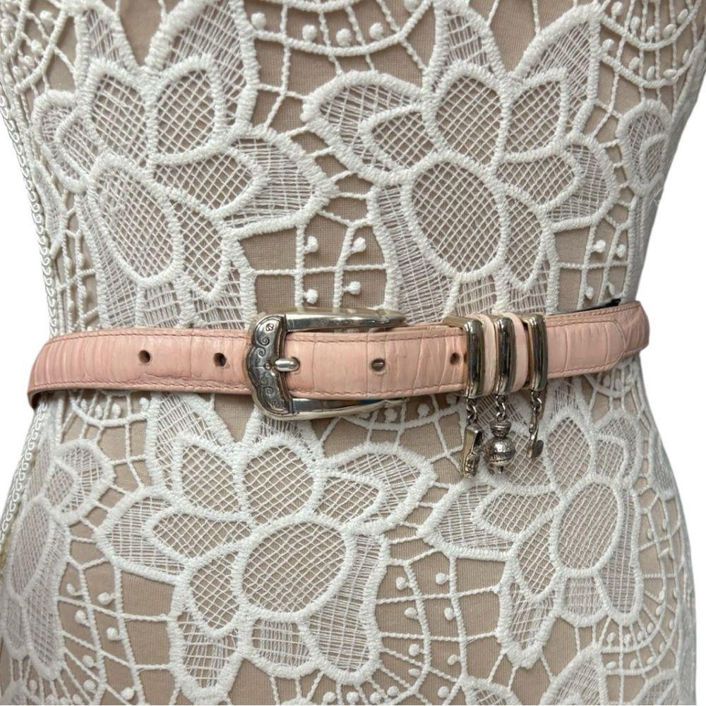Vintage Brighton Pink Croc Embossed Leather Golf Theme Belt  display picture 2