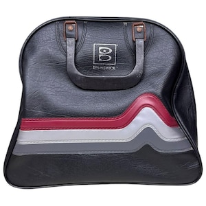 Brunswick Vintage Bowling Bag Black Red White Gray Stripes Retro Style USA