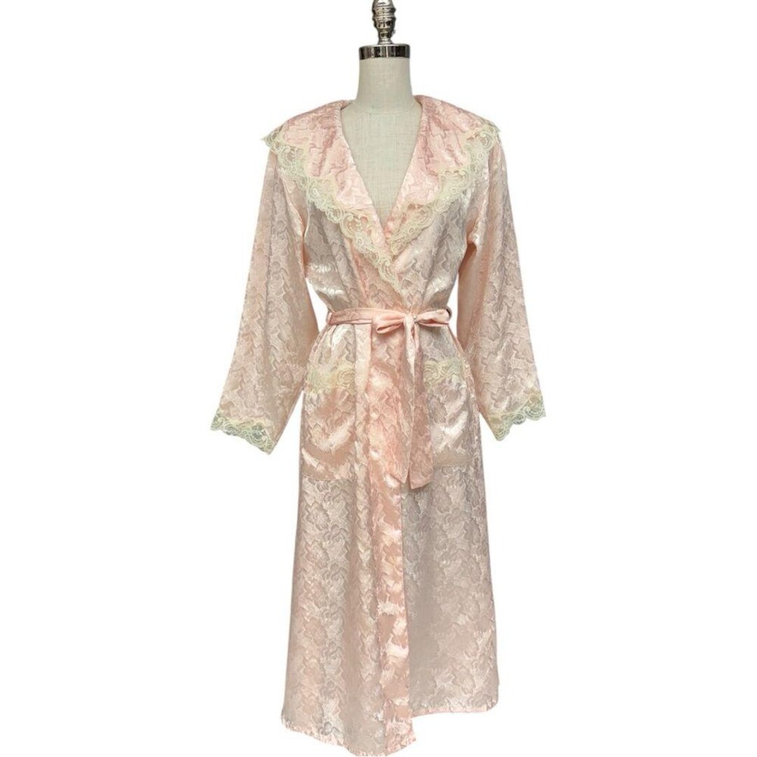 Vintage Victorias Secret Blush Pink Satin Lace Robe Size P/S - Etsy