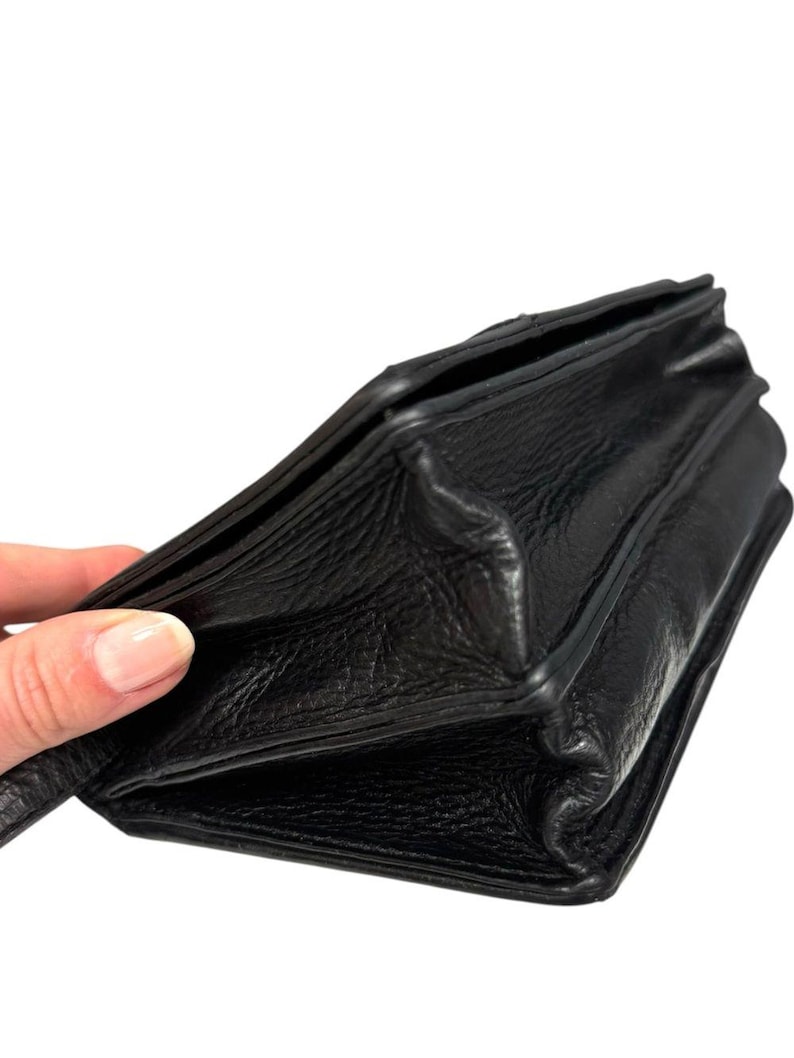 Vintage Brighton Black Leather Organizer Wallet Crossbody Clutch Medallion 画像 10