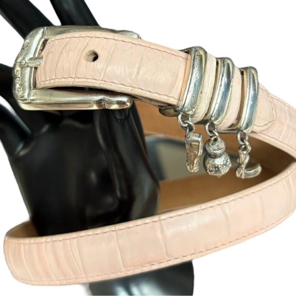 Vintage Brighton Pink Croc Embossed Leather Golf Theme Belt  display picture 1
