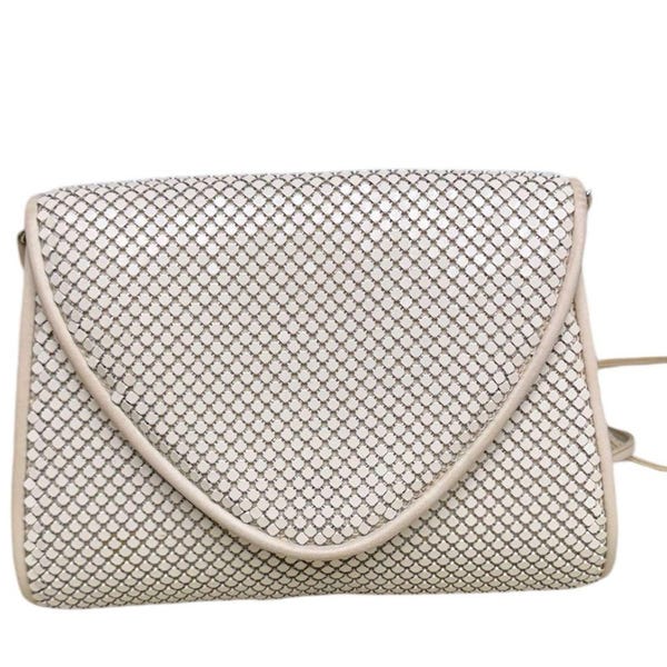Vintage Whiting & Davis Ivory Metal Mesh Crossbody Bag