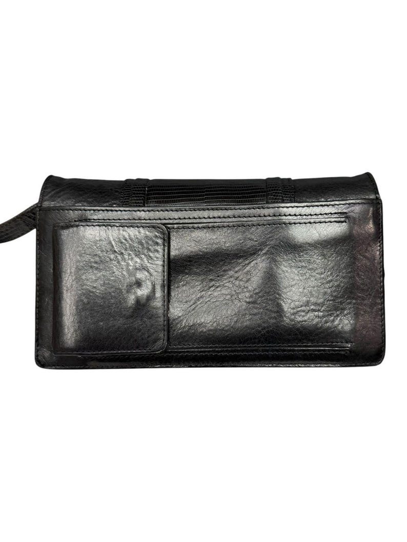 Vintage Brighton Black Leather Organizer Wallet Crossbody Clutch Medallion 画像 3