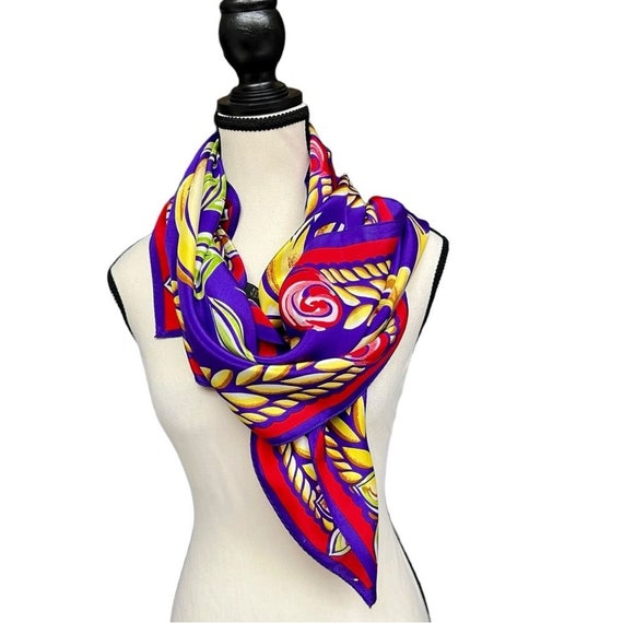 Bob Mackie Wearable Art 100 Silk Scarf Vibrant Cor Gem