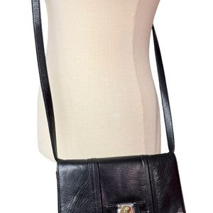 Vintage Brighton Black Leather Organizer Wallet Crossbody Clutch Medallion 画像 16