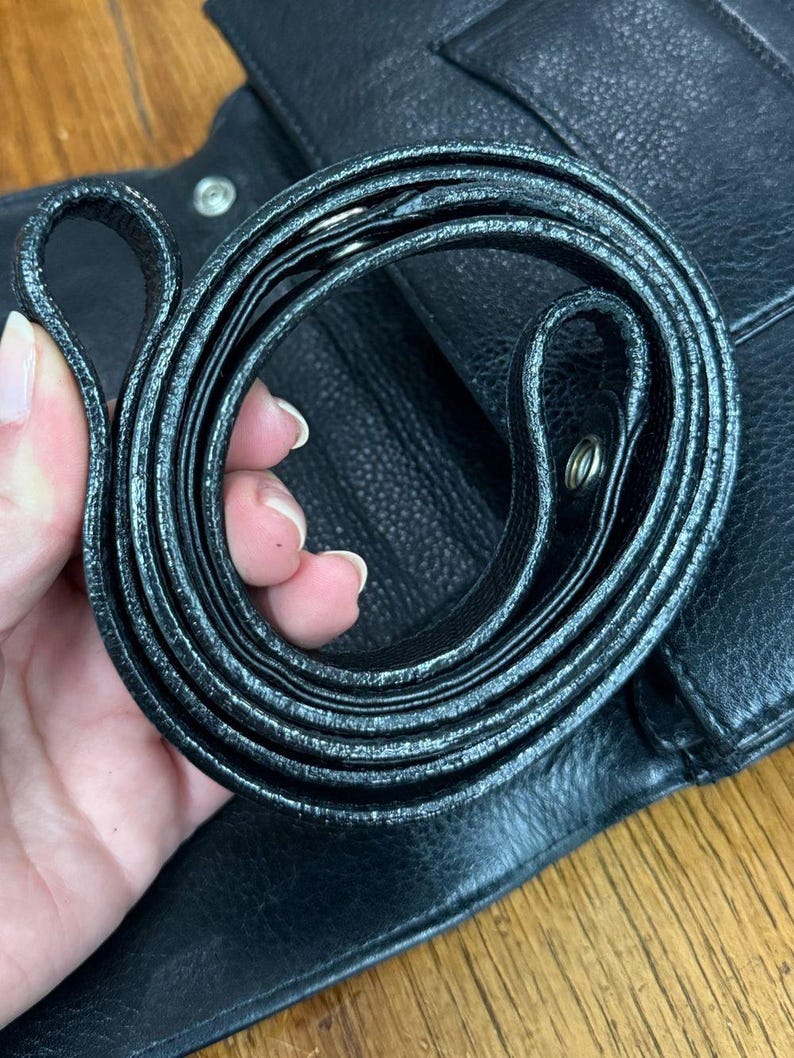 Vintage Brighton Black Leather Organizer Wallet Crossbody Clutch Medallion 画像 12
