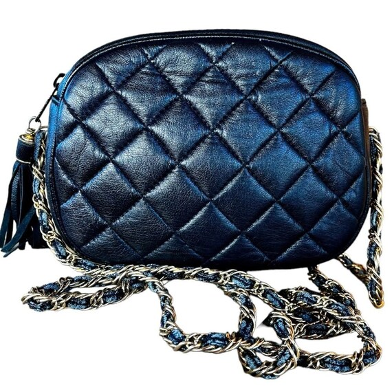 Vintage Quilted Leather Crossbody Chain Mini Bag - image 1