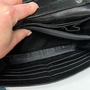 Vintage Brighton Black Leather Organizer Wallet Crossbody Clutch Medallion 画像 7