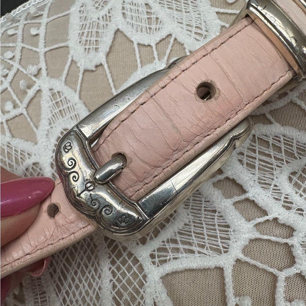 Brighton Golf Charm 90s vintage cream pink croc print leather belt Medium Vintage Brighton Pink Croc Embossed Leather Golf Theme Belt  main image 2