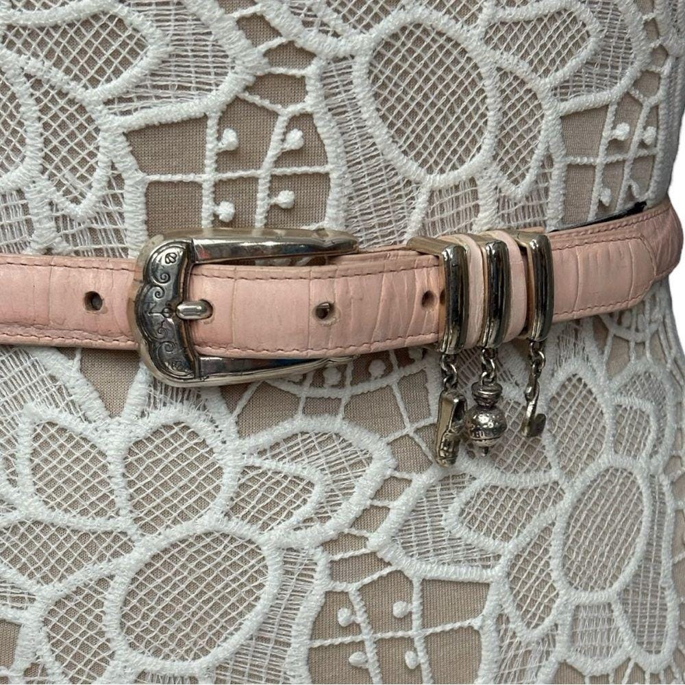 Vintage Brighton Pink Croc Embossed Leather Golf Theme Belt  display picture 3