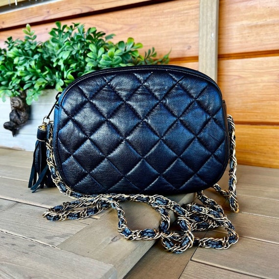Vintage Quilted Leather Crossbody Chain Mini Bag - image 3
