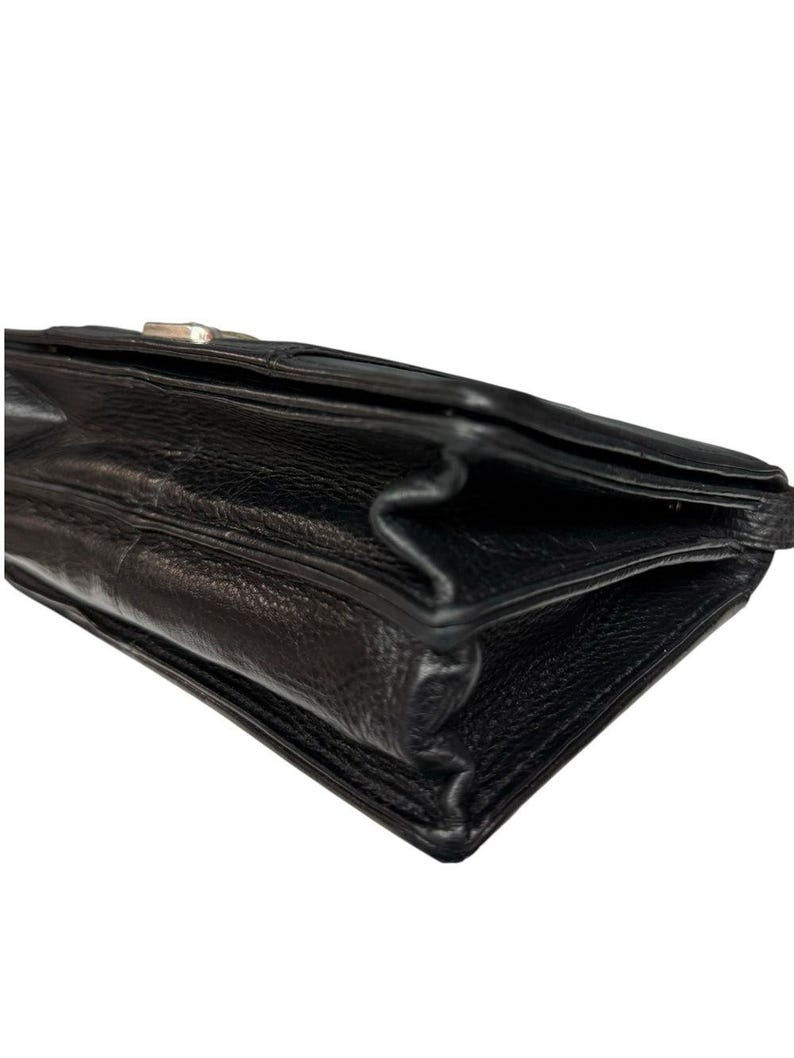 Vintage Brighton Black Leather Organizer Wallet Crossbody Clutch Medallion 画像 11