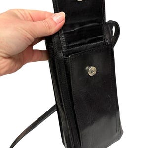 Vintage Brighton Black Leather Organizer Wallet Crossbody Clutch Medallion 画像 5