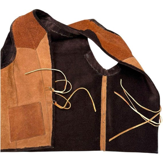monica70sビンテージパッチワーク本革スエードベストジレフリンジカラフルM monica70sビンテージパッチワーク本革スエードベストジレフリンジカラフルM