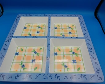 "Pfaltzgraff ""Summer Breeze"" Muster, 4-teiliges Serviertablett aus Melamin."