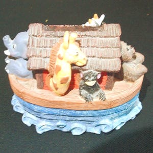 vintage Noah's Arc coin bank, waves on Water Collectable, Resin image 1