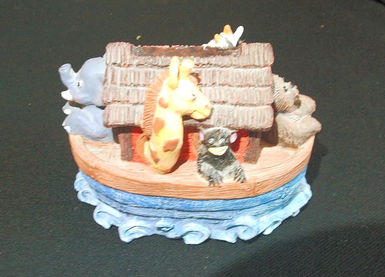 vintage Noah's Arc coin bank, waves on Water Collectable, Resin image 1