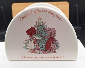 Designers collection Holly Hobbie freestanding Cottage Core Country Christmas Keepsake Napkin Holder