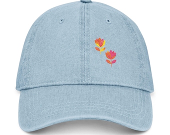 Gorra vaquera bordada — Flores en flor