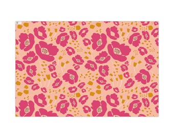 Papel de regalo con estampado floral rosa / Papel de regalo con estampado floral de amapolas
