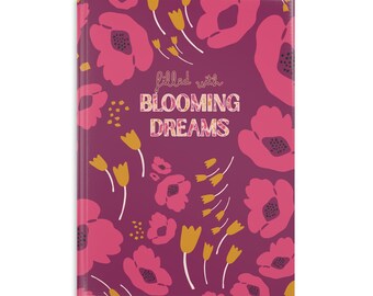 Cuaderno de tapa dura con estampado floral Blooming Dreams / Cuaderno con cubierta acolchada