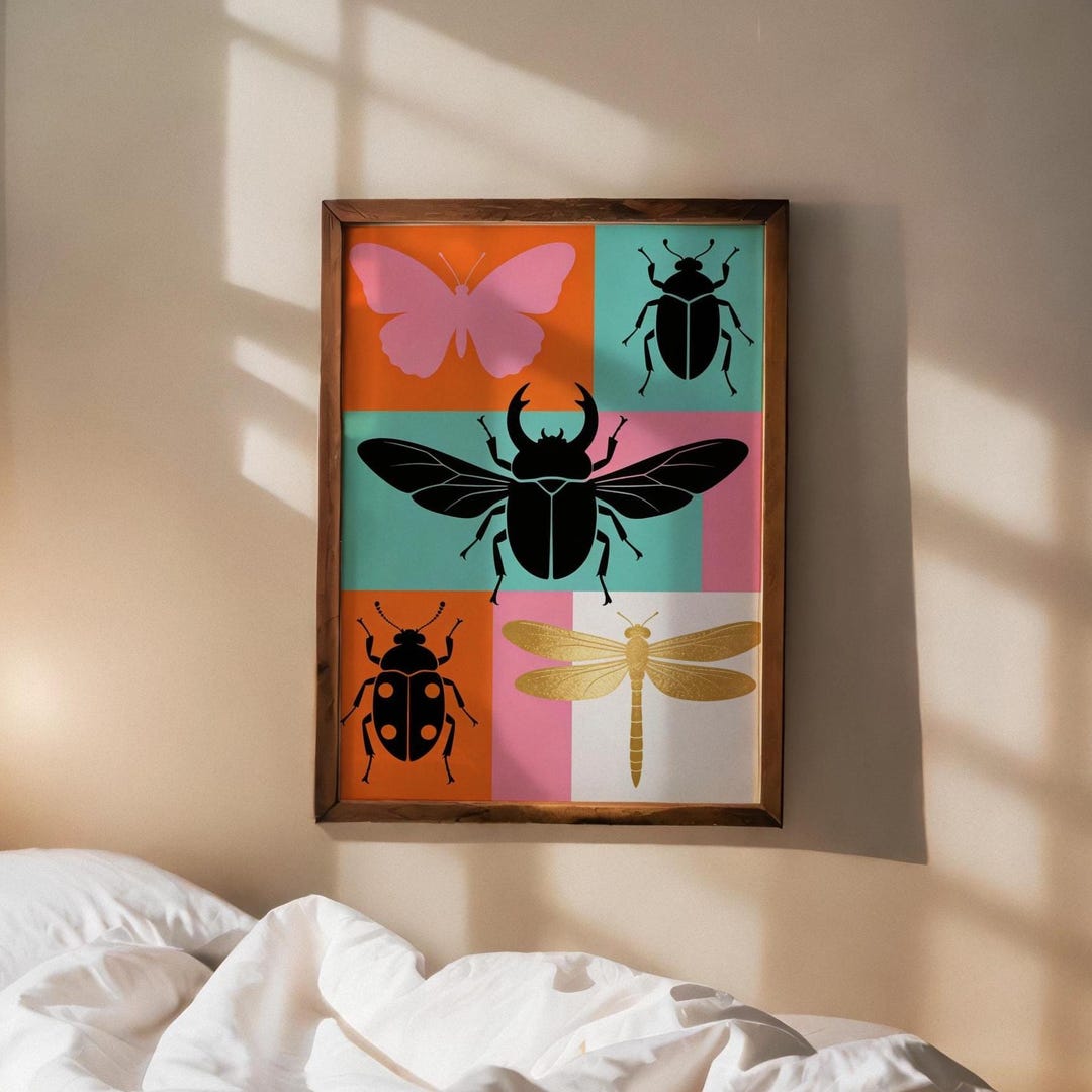 Modern Insects Modern Insects Art Print – Minimalist Butterfly & Dragonfly ...