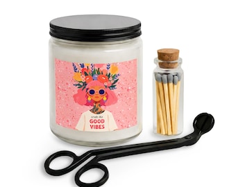 Juego de velas Good Vibes Floral Girl con cerillas y cortador de mecha
