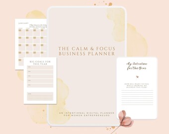 Planificador de negocios minimalista para mujeres emprendedoras / Diario de intenciones femenino / Planificador estético para iPad y A4 imprimible / 165 páginas en PDF