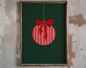Impresión artística de adorno navideño minimalista / Decoración de pared navideña moderna / Estilo escandinavo festivo