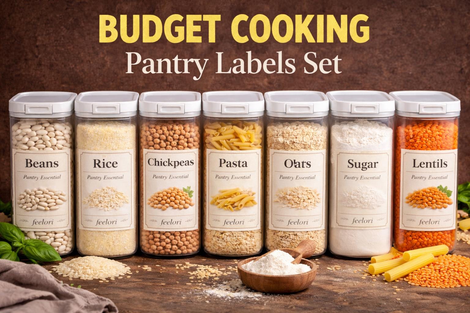 Minimalist Pantry Labels Set | Dry Food Jar Stickers (digital Download ...