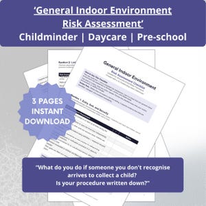 Childminder Indoor Environment Risk Assessment Checklist | Ofsted Ready | Inc November 2025 updates UK